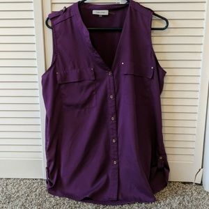 Calvin Klein purple sleeveless blouse
